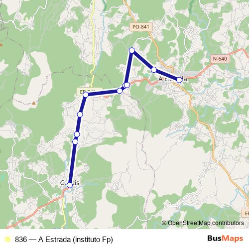 836 bus Line Map
