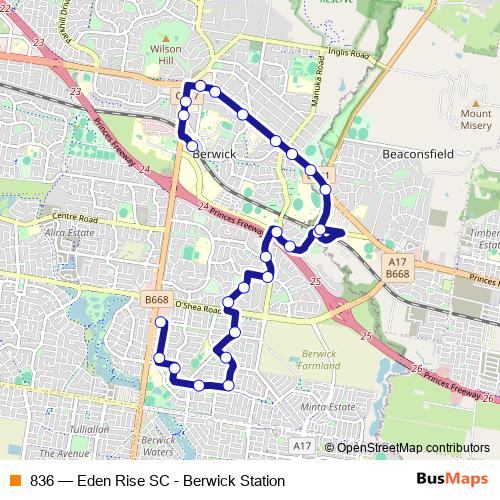 836 bus Line Map