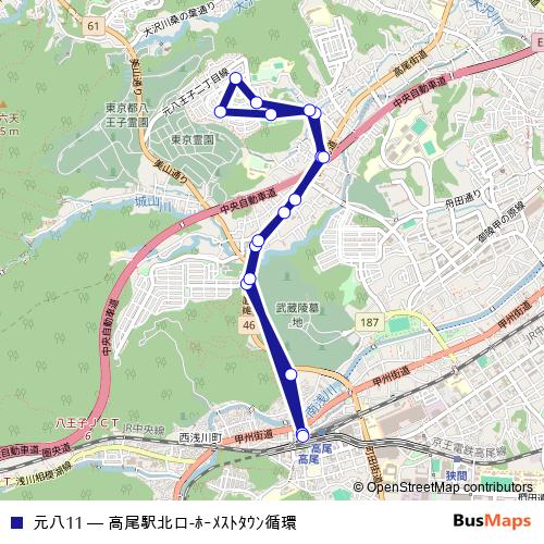 元八11 bus Line Map