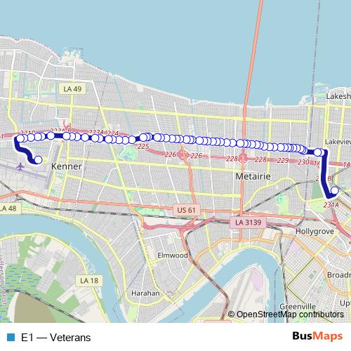 E1 bus Line Map