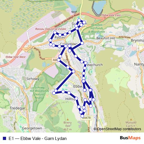 E1 bus Line Map