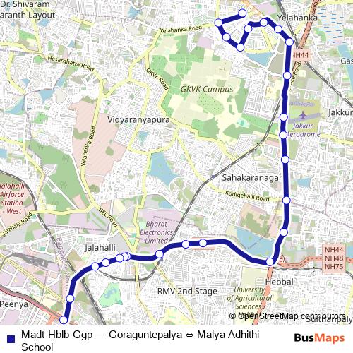 Madt-Hblb-Ggp bus Line Map