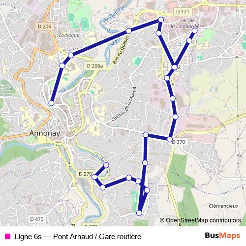 Ligne 6s bus Line Map