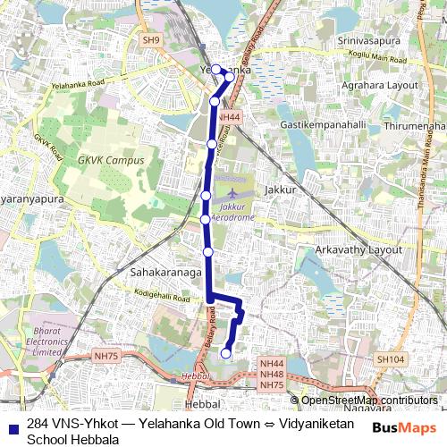 284 VNS-Yhkot bus Line Map