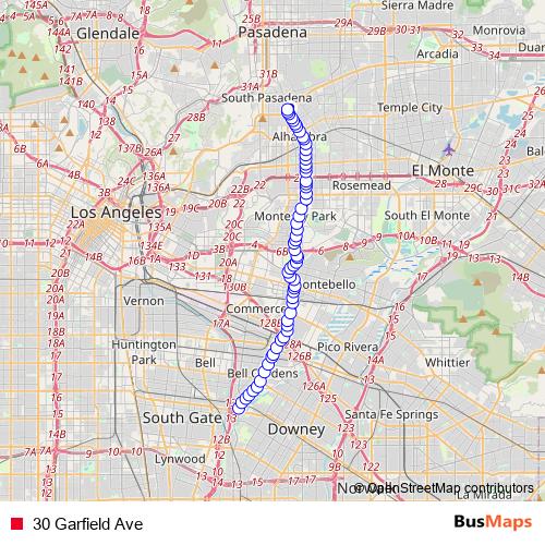 30 Garfield Ave bus Line Map