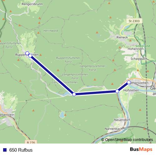 650 Rufbus bus Line Map
