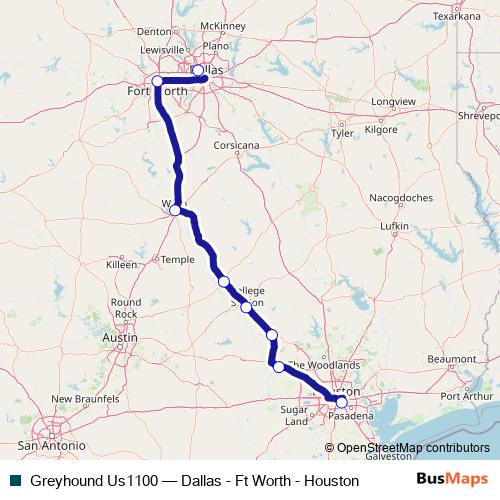 Greyhound Us1100 bus Line Map