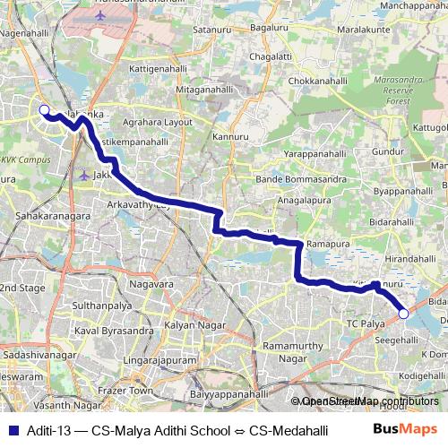 Aditi-13 bus Line Map