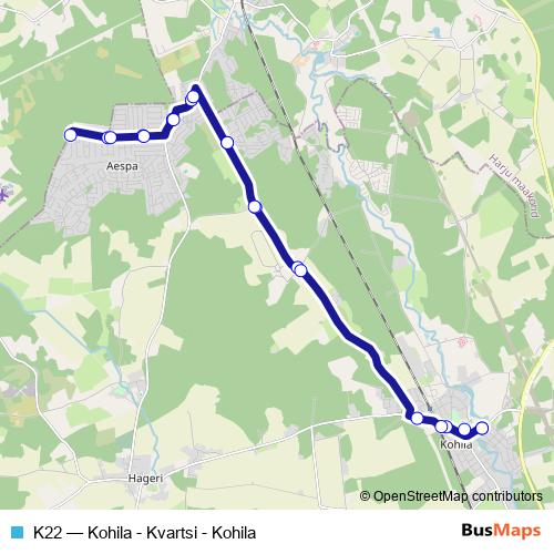 K22 bus Line Map