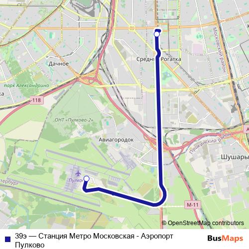 39э bus Line Map