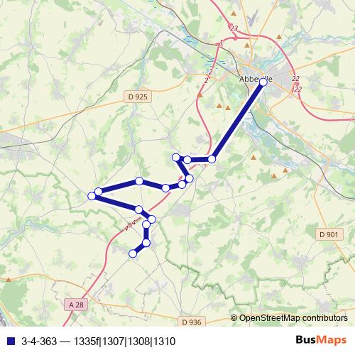 3-4-363 bus Line Map