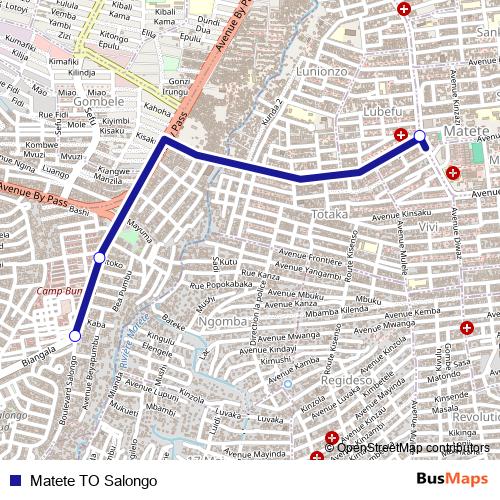 Matete TO Salongo bus Line Map