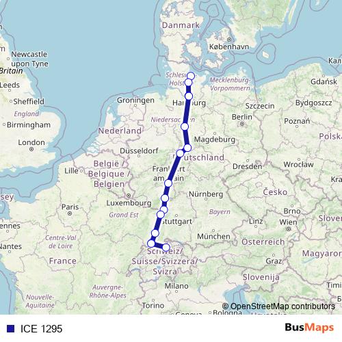 ICE 1295 rail Line Map