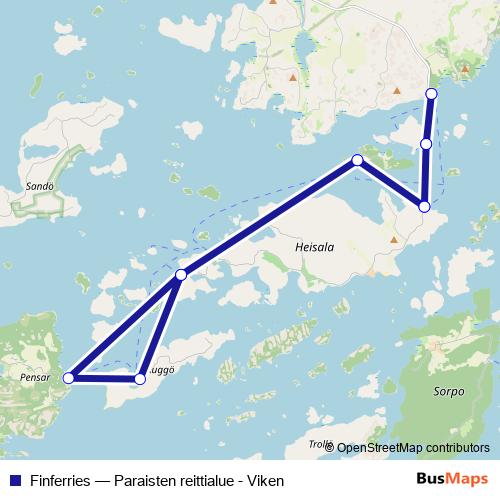 Finferries ferry Line Map