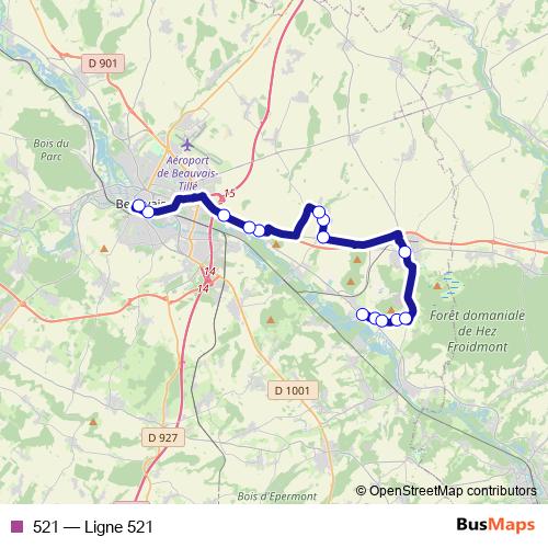 521 bus Line Map
