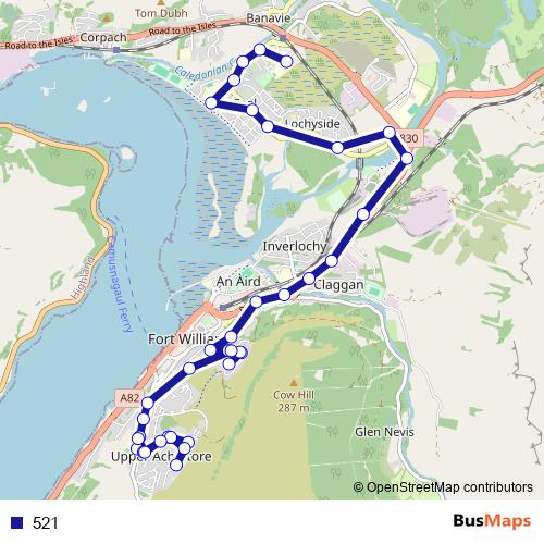 521 bus Line Map