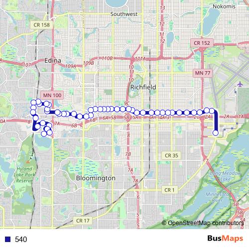 540 bus Line Map
