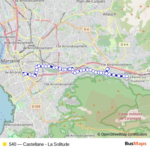 540 bus Line Map