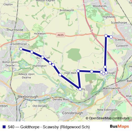 540 bus Line Map
