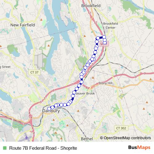 Route 7B Federal Road - Shoprite bus Line Map
