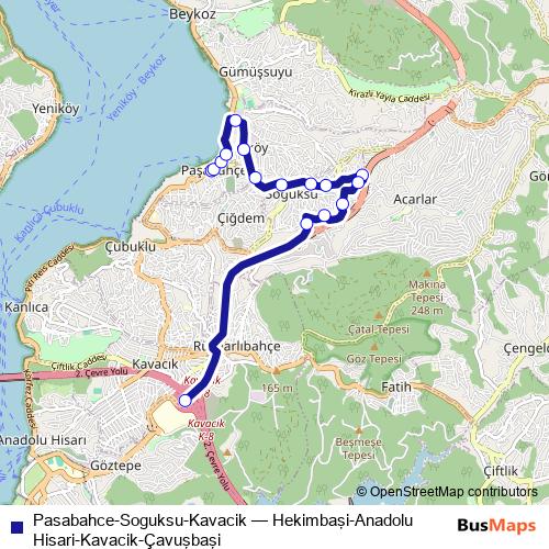 Pasabahce-Soguksu-Kavacik bus Line Map