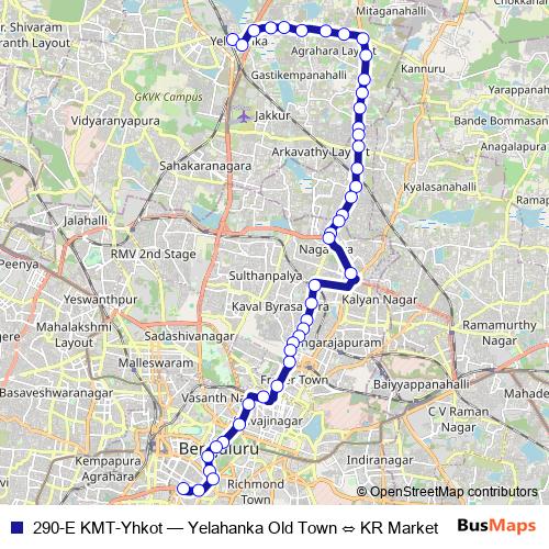 290-E KMT-Yhkot bus Line Map