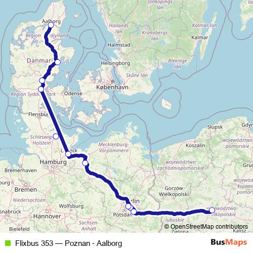 Flixbus 353 bus Line Map