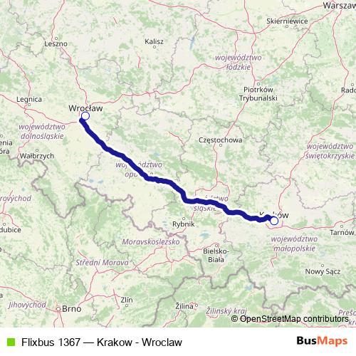 Flixbus 1367 bus Line Map