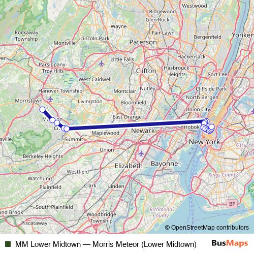 MM Lower Midtown bus Line Map