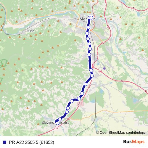 PR A22 2505 5 (61652) bus Line Map