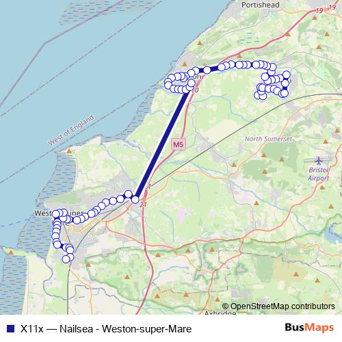 X11x bus Line Map