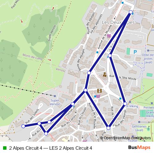 2 Alpes Circuit 4 bus Line Map