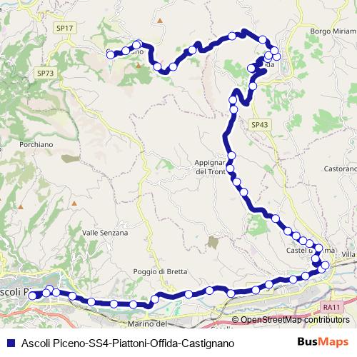 Ascoli Piceno-SS4-Piattoni-Offida-Castignano bus Line Map
