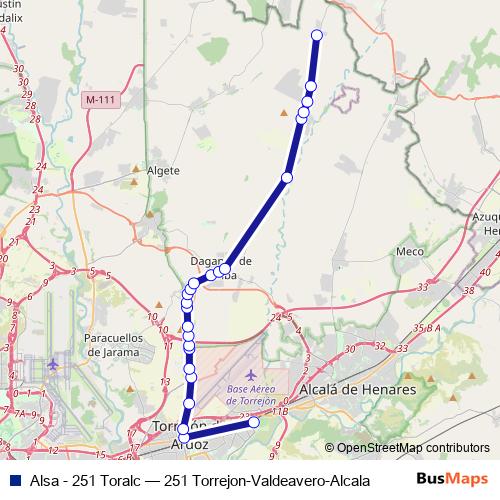 Alsa - 251 Toralc bus Line Map