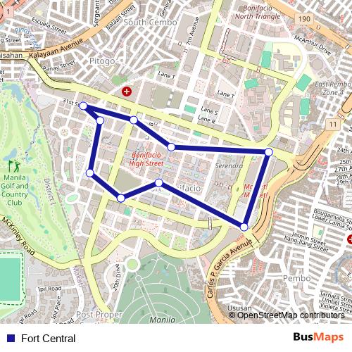 Fort Central bus Line Map