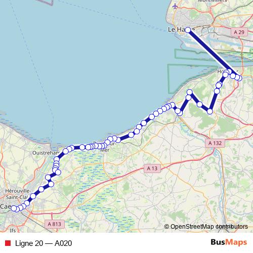 Ligne 20 bus Line Map