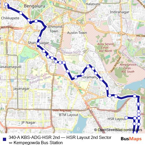 340-A KBS-ADG-HSR 2nd bus Line Map