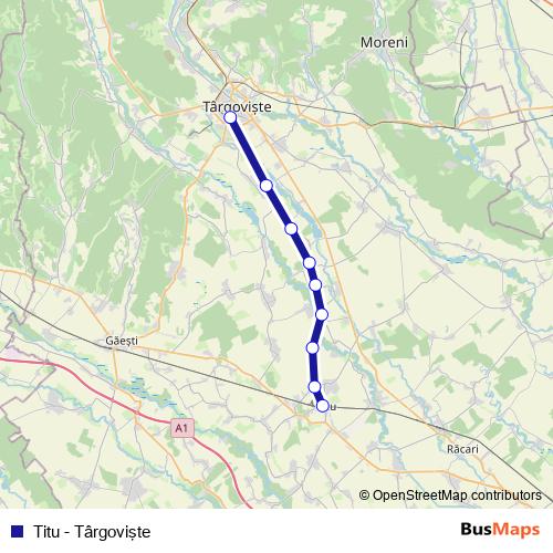 Titu - Târgovişte rail Line Map