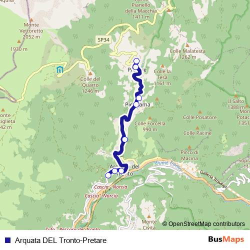 Arquata DEL Tronto-Pretare bus Line Map