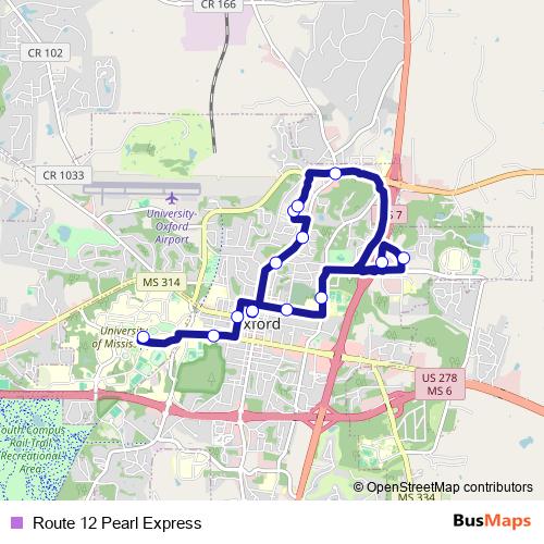 Route 12 Pearl Express bus Line Map
