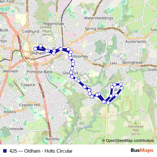 425 bus Line Map