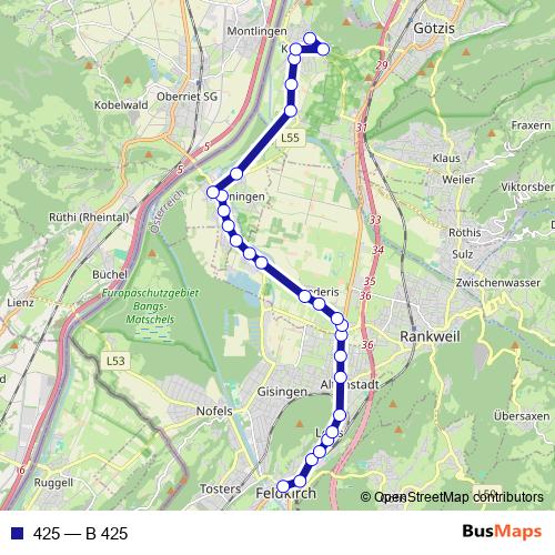 425 bus Line Map