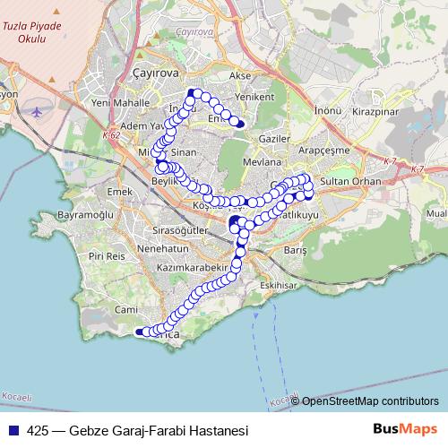 425 bus Line Map
