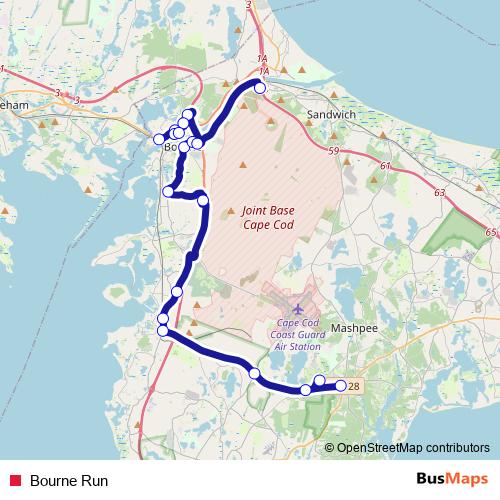 Bourne Run bus Line Map