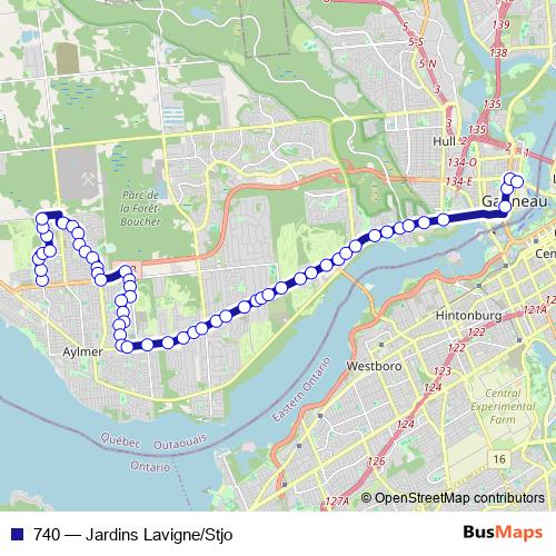 740 bus Line Map