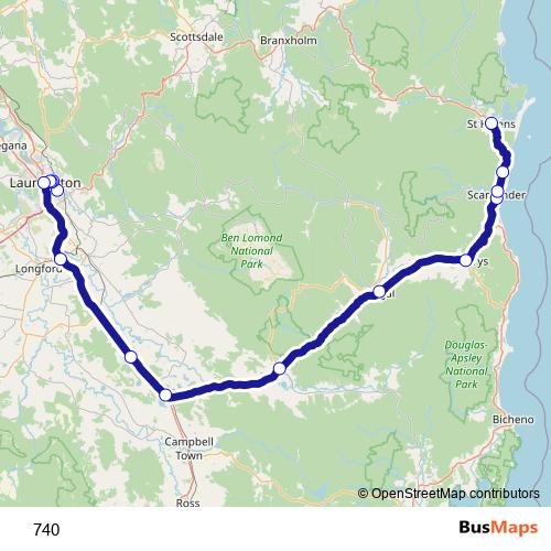 740 bus Line Map