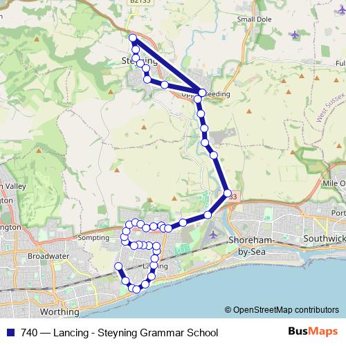 740 bus Line Map