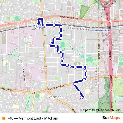 740 bus Line Map