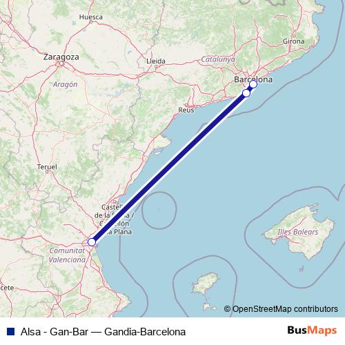 Alsa - Gan-Bar bus Line Map