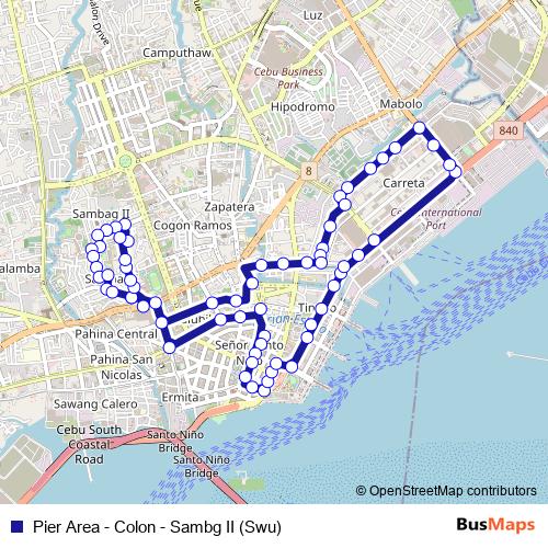Pier Area - Colon - Sambg II (Swu) bus Line Map